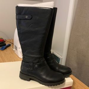 New- black Leather Wide Calf/ wide width Boots 6.5